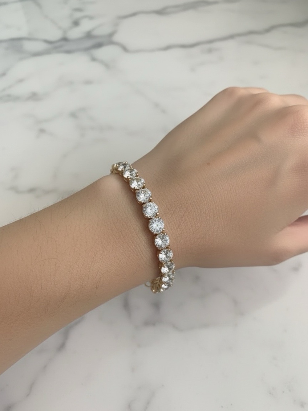 Elegant sterling silver moissaniteTennis Bracelet